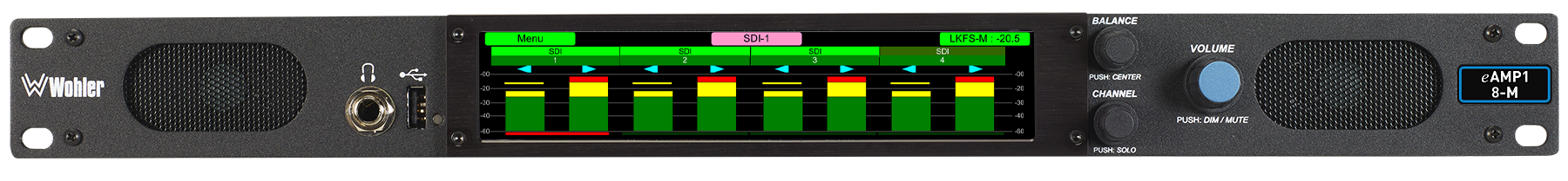 eAMP1-8-M: Dual Input 3G/HD/SD-SDI 8-Channel Audio Monitor